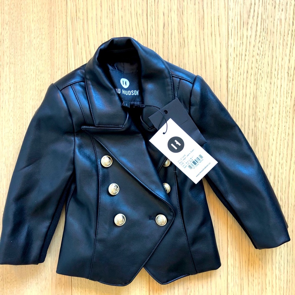 New Beau Hudson Blk Vegan Leather Mini Blazer!